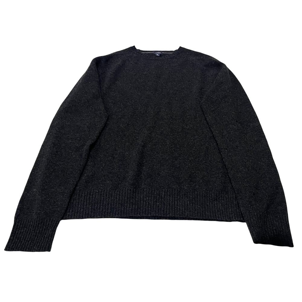 J.CREW 100% Lambswool Crewneck Sweater Mens XL Charcoal Charcoal Gray Knit